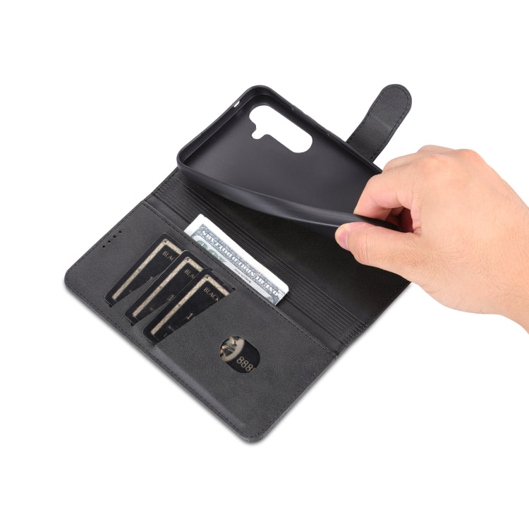 AZNS Skin Feel Calf Texture Flip Leather case for Samsung Galaxy S24+ 5G, showcasing its elegant design and card slots.